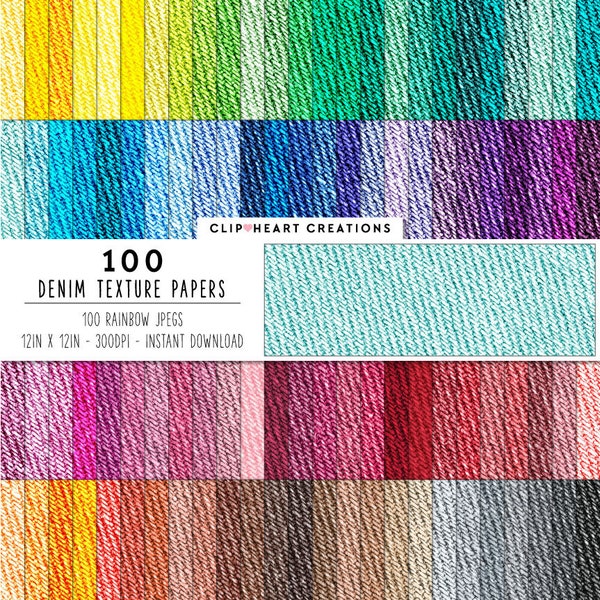 100 Denim Texture Digital Papers, Commercial Use Instant Download Denim Fabric Digital Paper Pack, Denim Scrapbooking Planner Paper