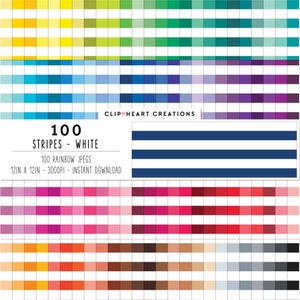 100 Striped Digital Paper Pack, Commercial Use Instant Download Seamless White Striped Pattern Digital Papers, Striped Planner Paper