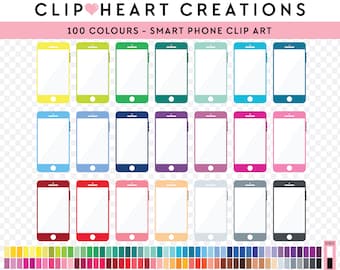 100 Smartphone Clip Art, Commercial Use Instant Download PNG Mobile Phone Digital Clip Art, Phone Planner Scrapbooking Digital Clipart