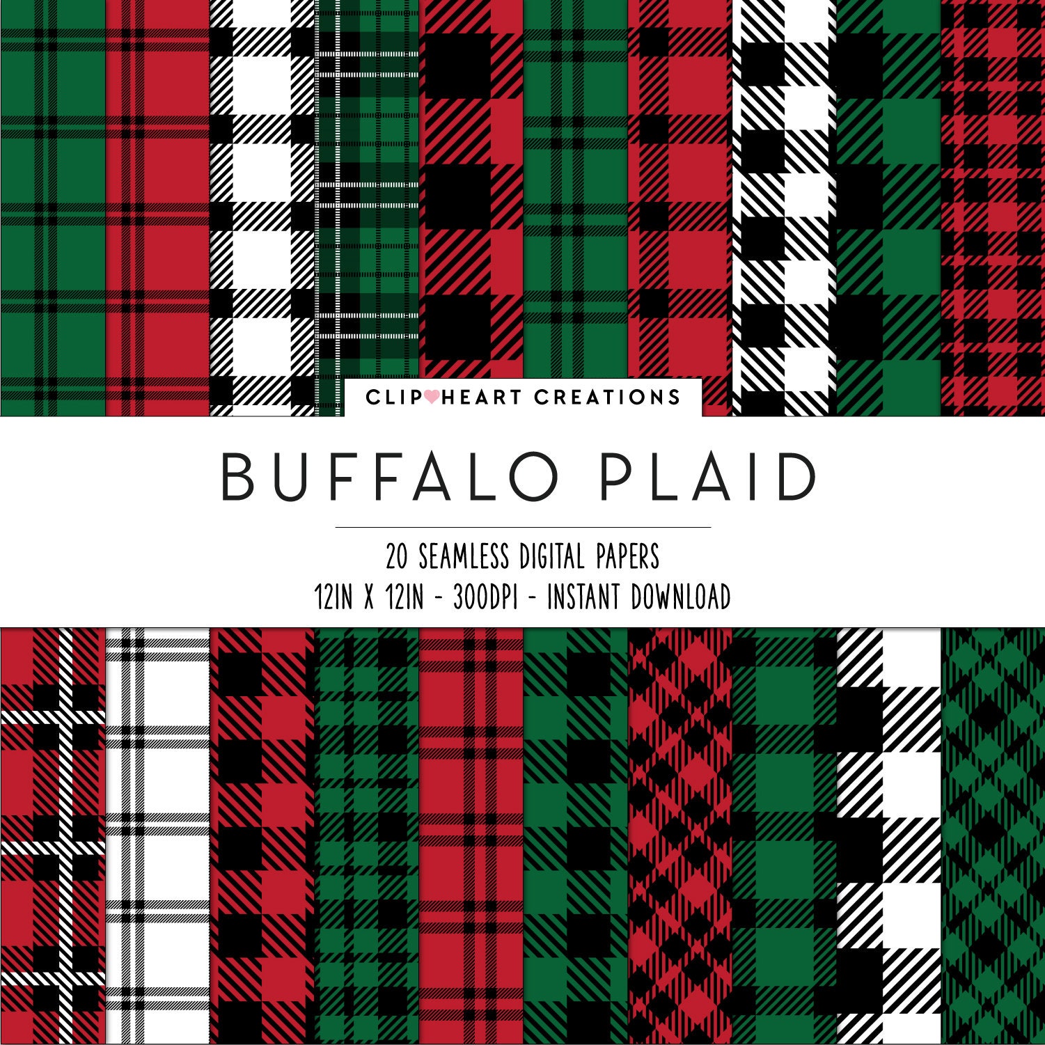 Christmas Buffalo Plaid Digital Papers