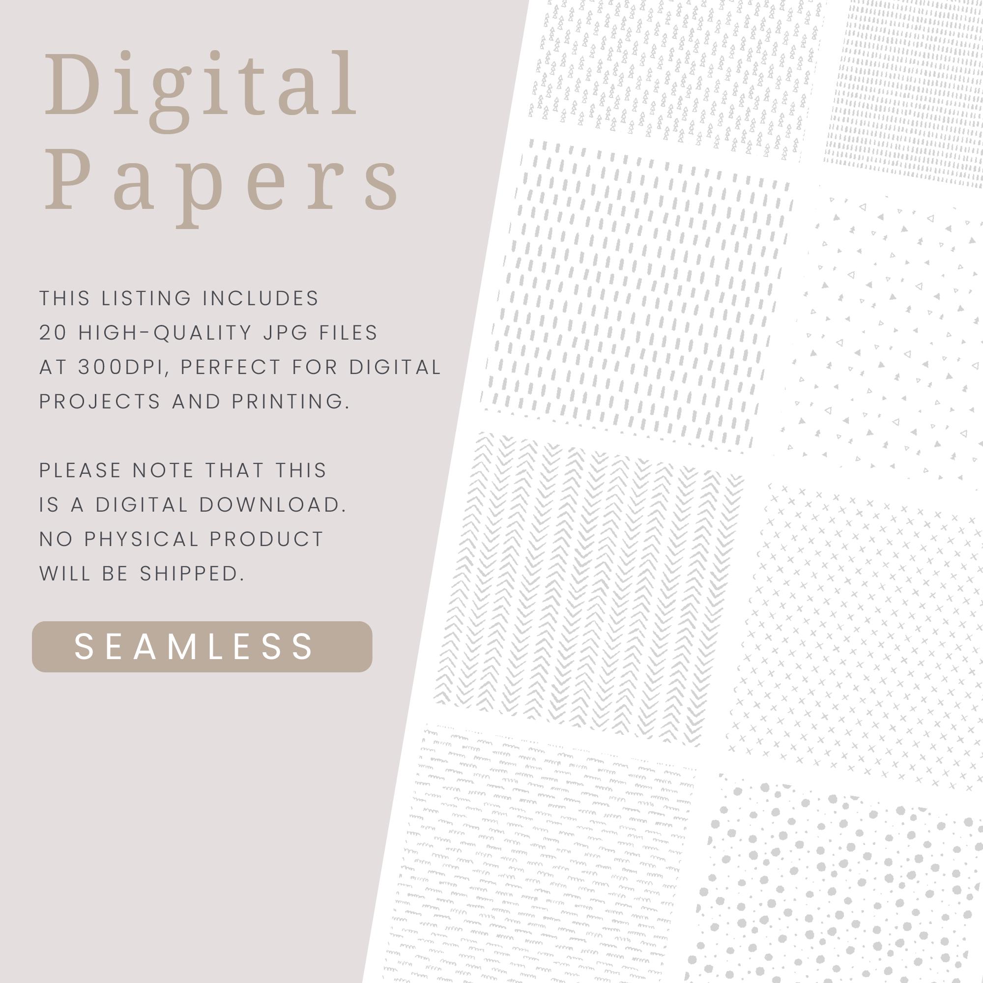 Grey Doodle Seamless Digital Papers, Commercial Use Instant Download ...
