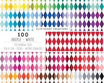 100 Argyle patroon digitaal papier Pack, commercieel gebruik naadloze Argyle digitale papers, Harlequin Diamond patroon planner papier