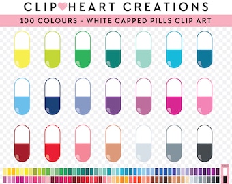 100 Pills Digital Clip Art, Commercial Use Instant Download PNG Tablet Pill Digital Clip Art, Daily Medicine Capsule Pills Planner Clipart