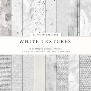 White Textures Digital Papers, Seamless Commercial Use Instant Download Background Grunge Textures Digital Scrapbooking Papers