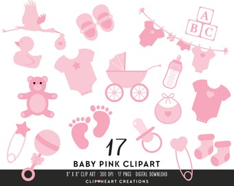 Baby Girl Clip Art, utilisation commerciale téléchargement instantané PNG rose bébé fille numérique Clip Art ensemble, bébé fille numérique Clipart Scrapbooking ensemble