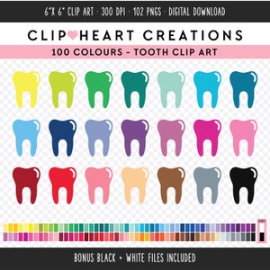 100 dent numérique Clip Art, usage Commercial Téléchargement instantané PNG dents Digital Clip Art, dentiste dent planificateur Digital Clipart