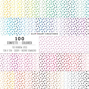 Paquet de 100 confettis de papier numérique, papiers numériques de modèle de confettis de partie de couleur sans couture d'utilisation commerciale, papiers de planificateur de confettis