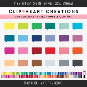 100 Speech Bubble Clip Art, Utilisation commerciale Téléchargement instantané PNG Speech Bubble Digital Clip Art, Rainbow Speech Bubble Planner Clipart