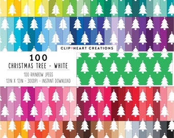 100 Christmas Tree Digital Papers, Commercial Use Seamless Christmas Pattern Digital Paper, Holiday Christmas Scrapbooking Papers