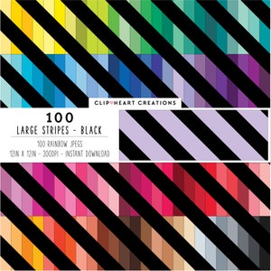 100 Stripes Digital Paper Pack, Commercial Use Instant Download Seamless Large Striped Pattern Digital Papers, Black Striped Planner Paper