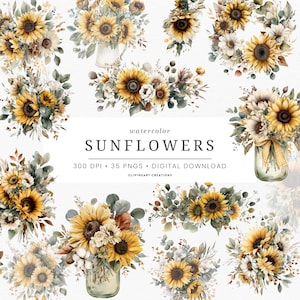 Zonnebloem, png-afbeelding: rustieke bloemstukken (digitale download, 300 dpi)