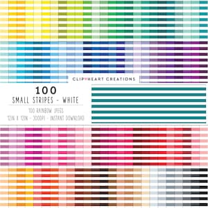 Paquet de 100 papiers numériques rayés, papiers numériques arc-en-ciel à rayures blanches sans soudure à usage commercial, papiers de planificateur à rayures blanches