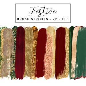 Festive Brush Strokes, Christmas Brush Strokes Clipart Paint Strokes, Commercial Use Instant Download Brush Strokes, Glitter Brush Strokes