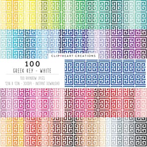 100 Greek Key Digital Paper Pack, Commercial Use Instant Download Seamless Greek Key Pattern Digital Papers, Greek Key Planner Paper Pack