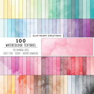 100 Watercolor Texture Digital Papers, Commercial Use Instant Download Watercolour Digital Paper Pack, Watercolor Paper Planner Papers image 1