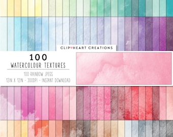 100 Watercolor Texture Digital Papers, Commercial Use Instant Download Watercolour Digital Paper Pack, Watercolor Paper Planner Papers