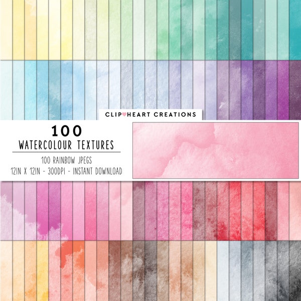 100 Aquarell Texture Digital Papiere, kommerzielle Nutzung Instant Download Aquarell Digital Papier Pack, Aquarell Papier Planer Papiere