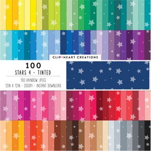 100 sterrenpatroon digitale papieren, commercieel gebruik getint naadloos sterren digitaal papierpakket, confetti sterpatroon scrapbooking planner papieren