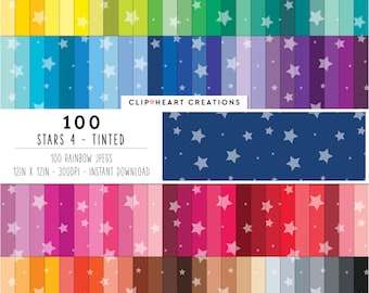 100 Star Pattern Digital Papers, Commercial Use Tinted Seamless Stars Digital Paper Pack, Confetti Star Pattern Scrapbooking Planner Papers