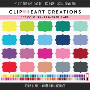 100 Bracket Frames Digital Clip Art, Commercial Use Instant Download PNG Rainbow Frame Digital Clip Art, Rainbow Frame Planner Clipart