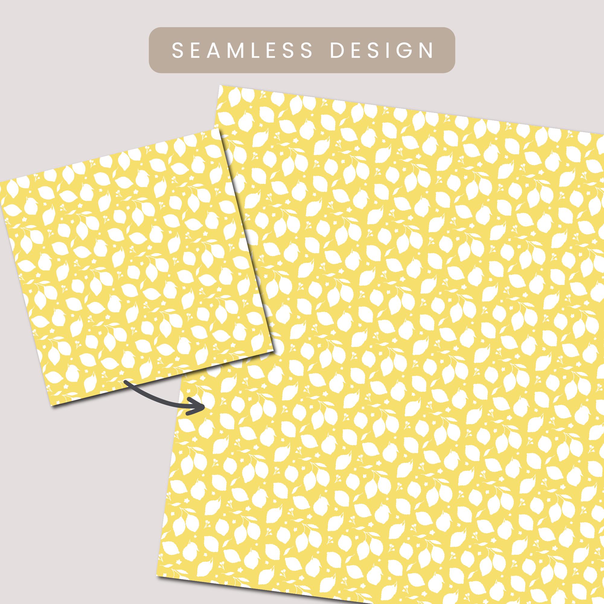 Lemon Digital Paper Patterns, 20 Seamless Commercial Use Instant ...
