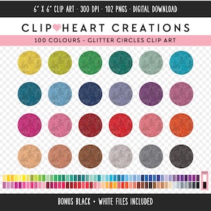 100 Glitter Circle Clip Art, Commercial Use Instant Download PNG Glitter Circle Digital Clip Art, Glittered Digital Planner Clipart