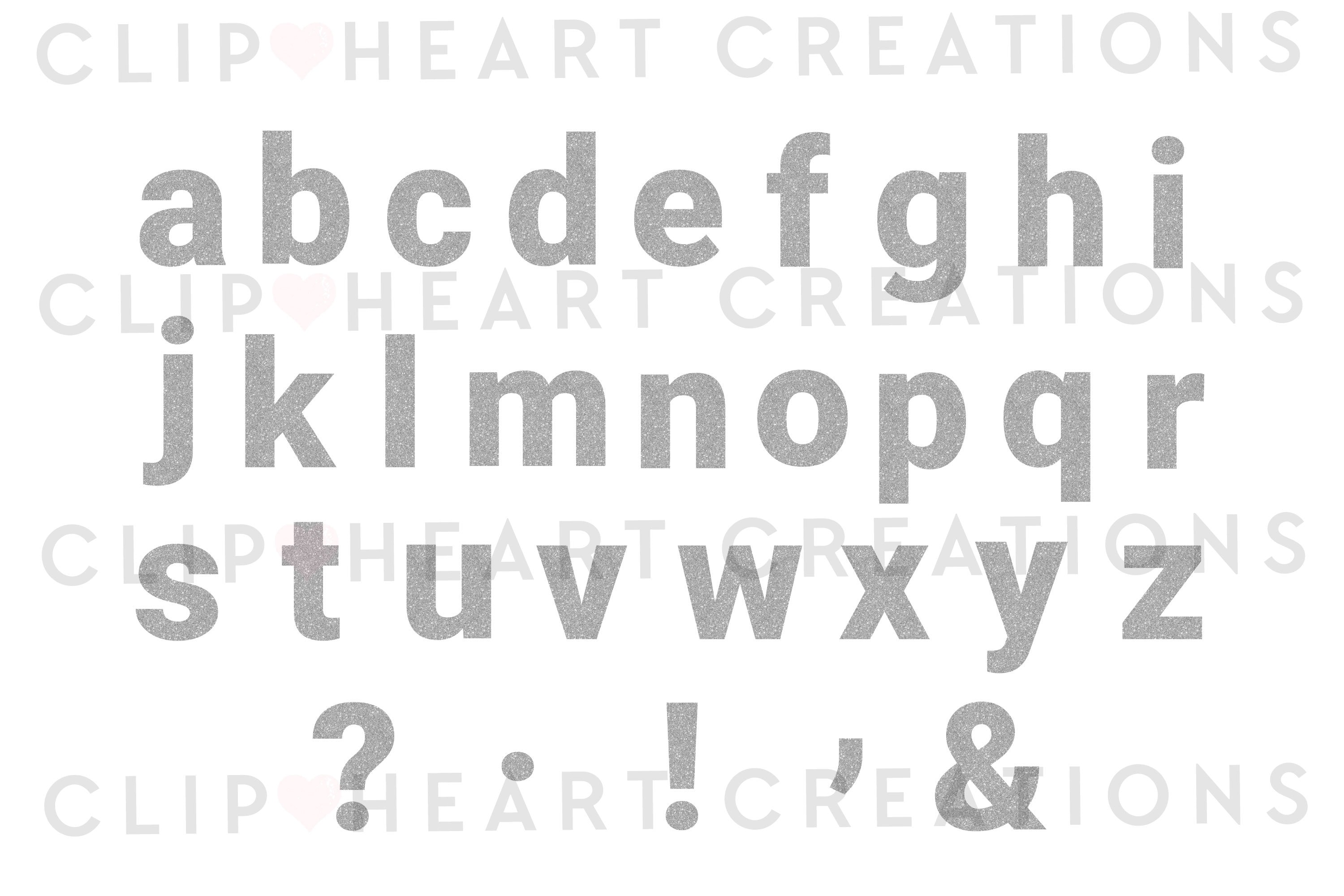 Silver Glitter Alphabet Clip Art Commercial Use Instant - Etsy