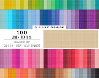 100 Linen Texture Digital Papers, Commercial Use Instant Download Seamless Rainbow Linen Digital Papers, Linen Digital Planner Papers