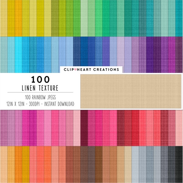 100 Linen Texture Digital Papers, Commercial Use Instant Download Seamless Rainbow Linen Digital Papers, Linen Digital Planner Papers