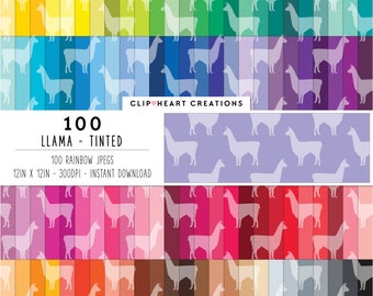 100 Llamas Digital Paper, Commercial Use Seamless Llama Pattern Digital Papers, Alpaca Llama Scrapbooking Planner Paper Pack