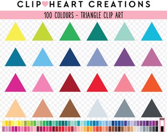 100 Triangle Clip Art, Commercial Use Instant Download PNG Triangles Digital Clip Art, Rainbow Triangle Shape Scrapbooking Planner Clipart