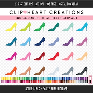 100 High Heel Clip Art, Commercial Use Instant Download PNG Shoes Digital Clip Art, High Heels Digital Clipart, Ladies Heels Planner Clipart