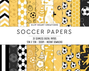 20 Soccer Themed Digital Papers, Seamless Commercial Use Instant Download Red Football Themed Digital Paper, Sports Digital Papers