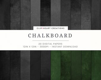 Chalkboard Texture Digital Paper Pack: Black & Green (Digital Download)