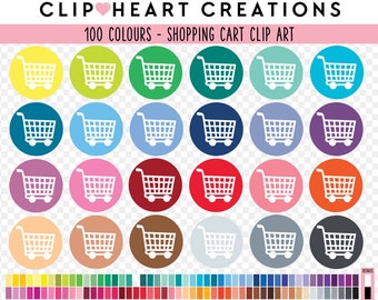 100 Shopping Cart Icon Digital Clip Art, Commercial Use Instant Download PNG Cart Digital Clip Art, Rainbow Shopping Cart Clipart