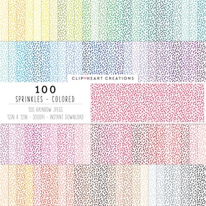 100 Sprinkles Pattern Digital Paper, Commercial Use Seamless Confetti Sprinkle Digital Papers, Rainbow Sprinkles Planner Papers