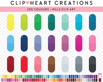 100 Pills Digital Clip Art, Commercial Use Instant Download PNG Tablet Pill Digital Clip Art, Daily Medicine Capsule Pills Planner Clipart