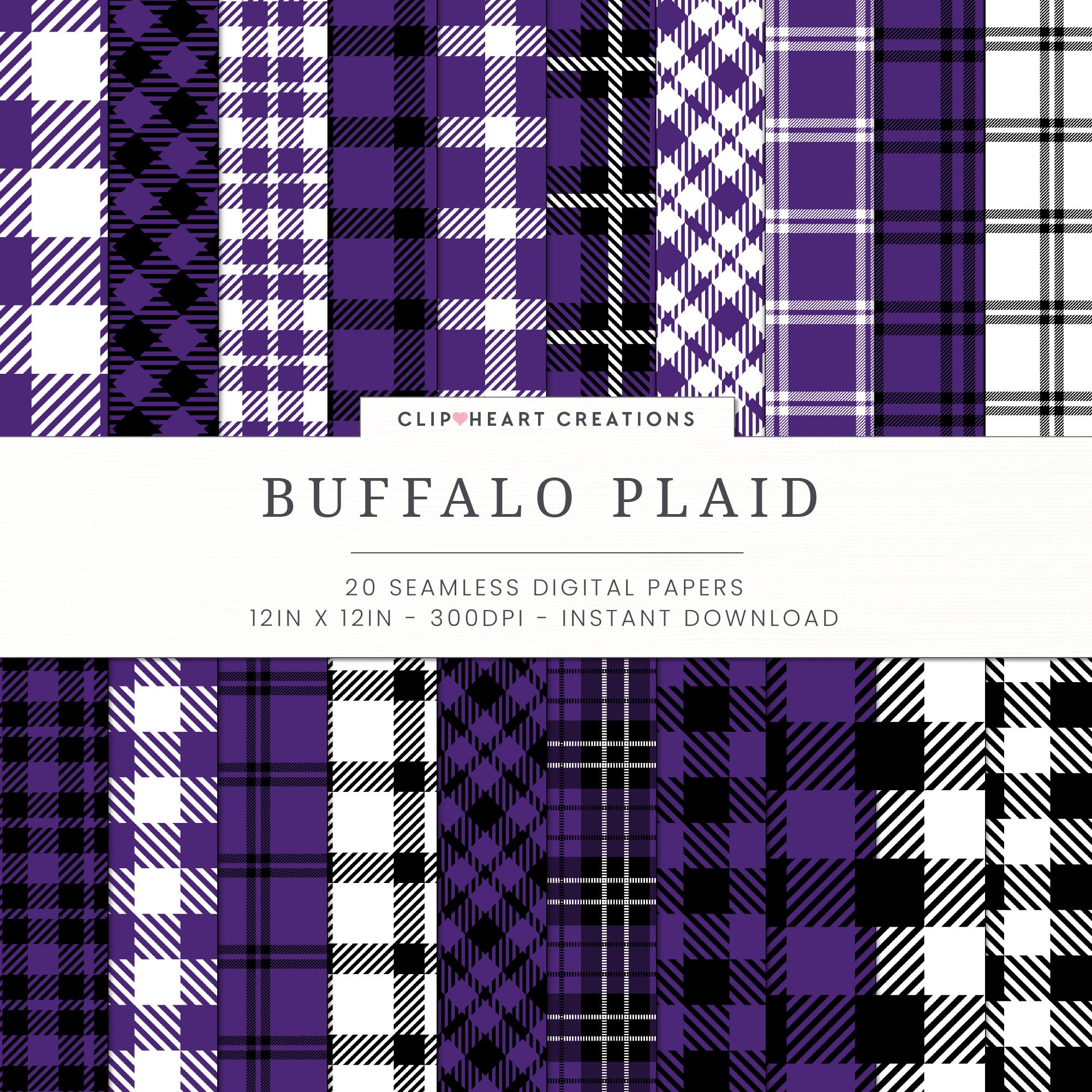 Purple Buffalo Plaid Digital Paper Set, Seamless Lumberjack Plaid ...