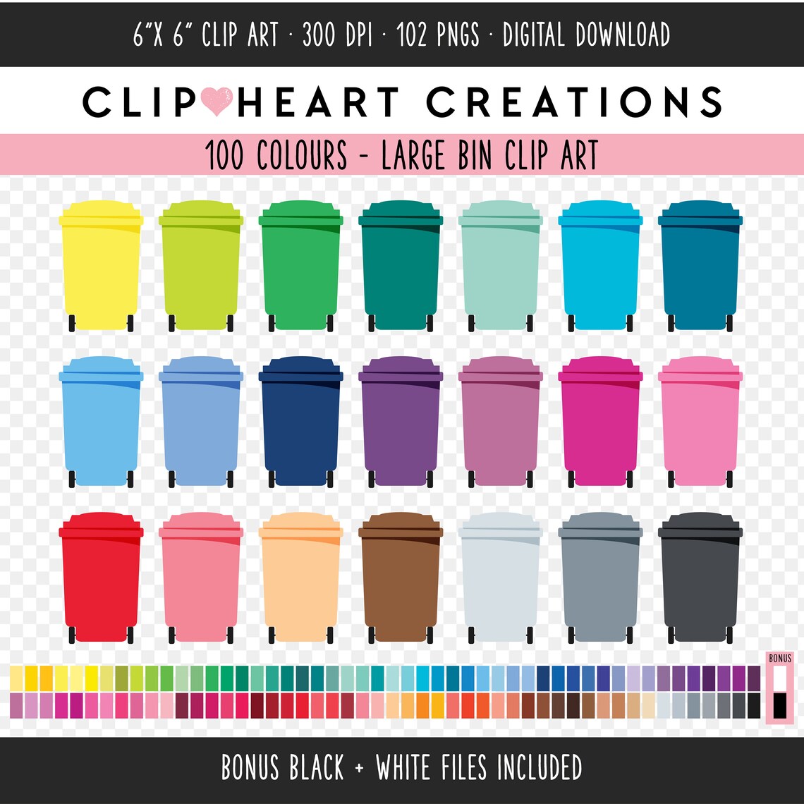 100 Bin Clip Art Commercial Use Instant Download PNG Outside | Etsy UK