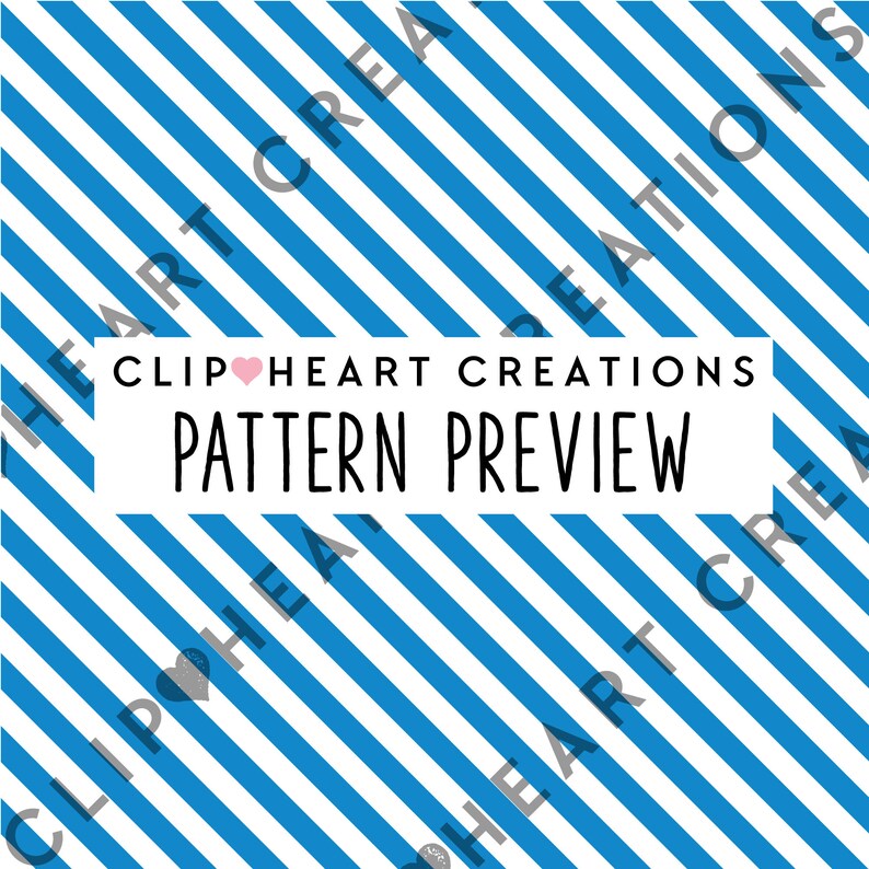 K&ouml;nnte beinhalten: Eine digitale Muster-Vorschau mit wei&szlig;em Hintergrund und blauen diagonalen Streifen. Der Text "Clip Heart Creations Pattern Preview" ist mittig auf dem Bild platziert.
