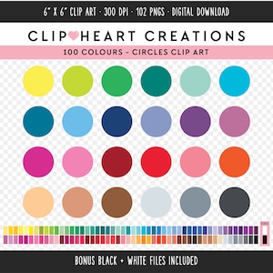 100 cirkel digitale illustraties, commercieel gebruik Instant Download PNG gekleurde cirkel digitale illustraties, regenboog gekleurde planner cirkel clipart