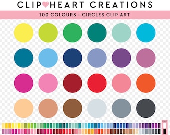 100 Circle Digital Clip Art, Commercial Use Instant Download PNG Colored Circle Digital Clip Art, Rainbow Coloured Planner Circle Clipart