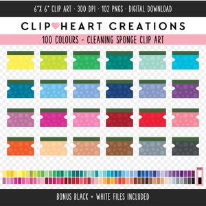 100 Sponge Clip Art, Commercial Use Instant Download PNG Cleaning Sponge Digital Clip Art, Rainbow Sponge Scrapbooking Planner Clipart