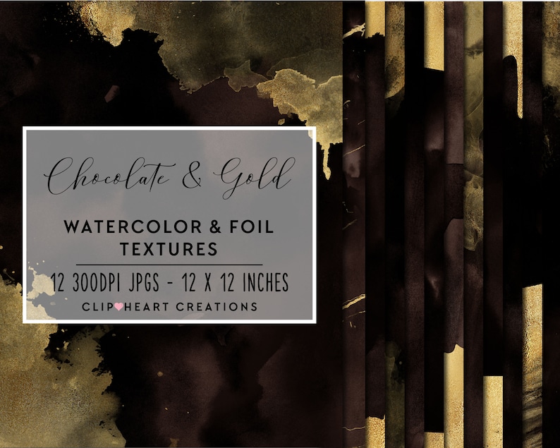 Commercial Use Instant Download Foil Digital Paper Watercolor Papers Brown /& Gold Watercolor and Foil Digital Papers