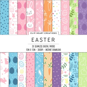 Easter Digital Papers, Seamless Commercial Use Instant Download Easter Themed Digital Paper Pack, Seamless Easter Themed Digital Papers image 1