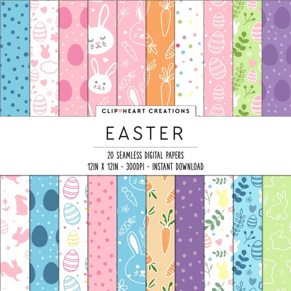 Easter Digital Papers, Seamless Commercial Use Instant Download Easter Themed Digital Paper Pack, Seamless Easter Themed Digital Papers