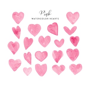 Pink Watercolor Hearts Clip Art, Commercial Use Instant Download PNG Handpainted Watercolour Hearts Digital Clip Art, Hearts Planner Clipart