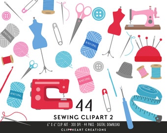 Sewing Clip Art, Commercial Use Instant Download PNG Craft Hobby Sewing Digital Clip Art, Sewing Digital Clip Art Set, Planner Sewing Clipar