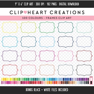 100 Bracket Frame Digital Clip Art, Commercial Use Instant Download PNG Rainbow Frames Digital Clip Art, Frame Planner Scrapbooking Clipart