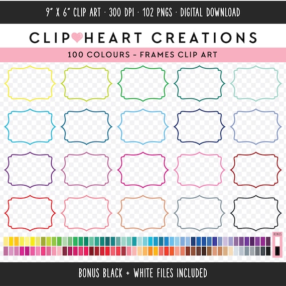 100 Bracket Frame Digital Clip Art, Commercial Use Instant Download PNG Rainbow Frames Digital Clip Art, Frame Planner Scrapbooking Clipart